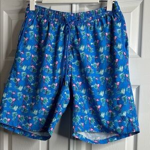 Beach Bros. Blue Flamingo Swim Trucks Shorts M